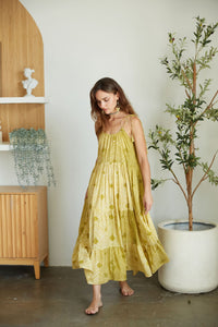 yellow shibori tie dye maxi dress