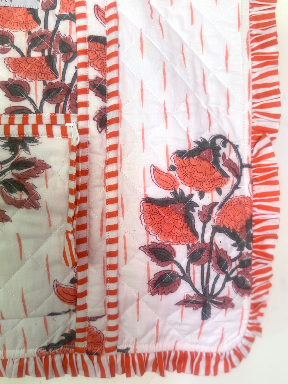 orange flowers and ruffles
