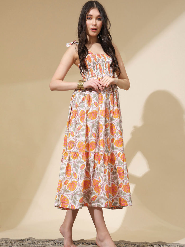 orange block printed dress - The Fox and the Mermaid