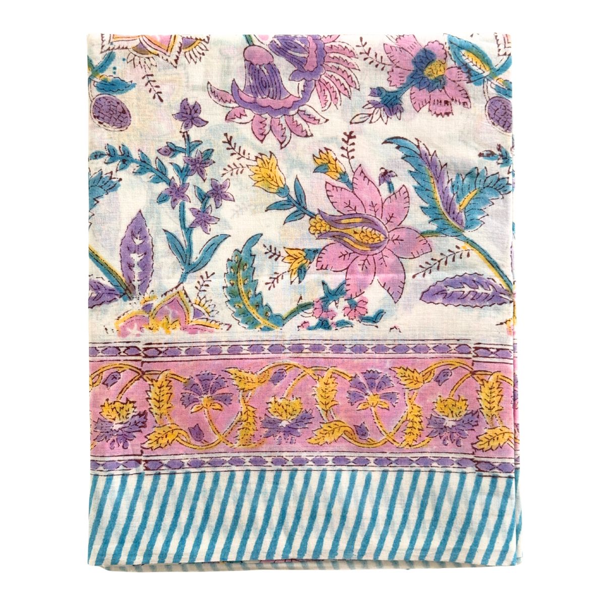 block printed pareo sarong with flowers