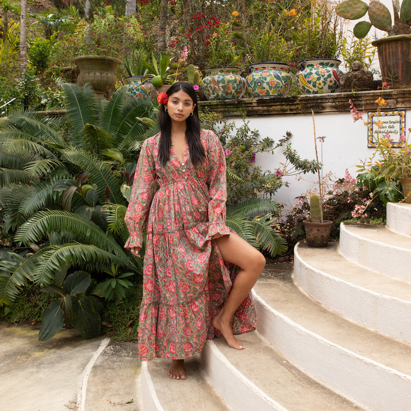indian block printed maxi dress - The fox and the mermaid