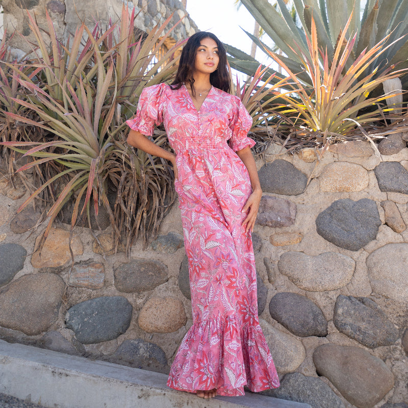 pink floral maxi dress - The Fox and the Mermaid