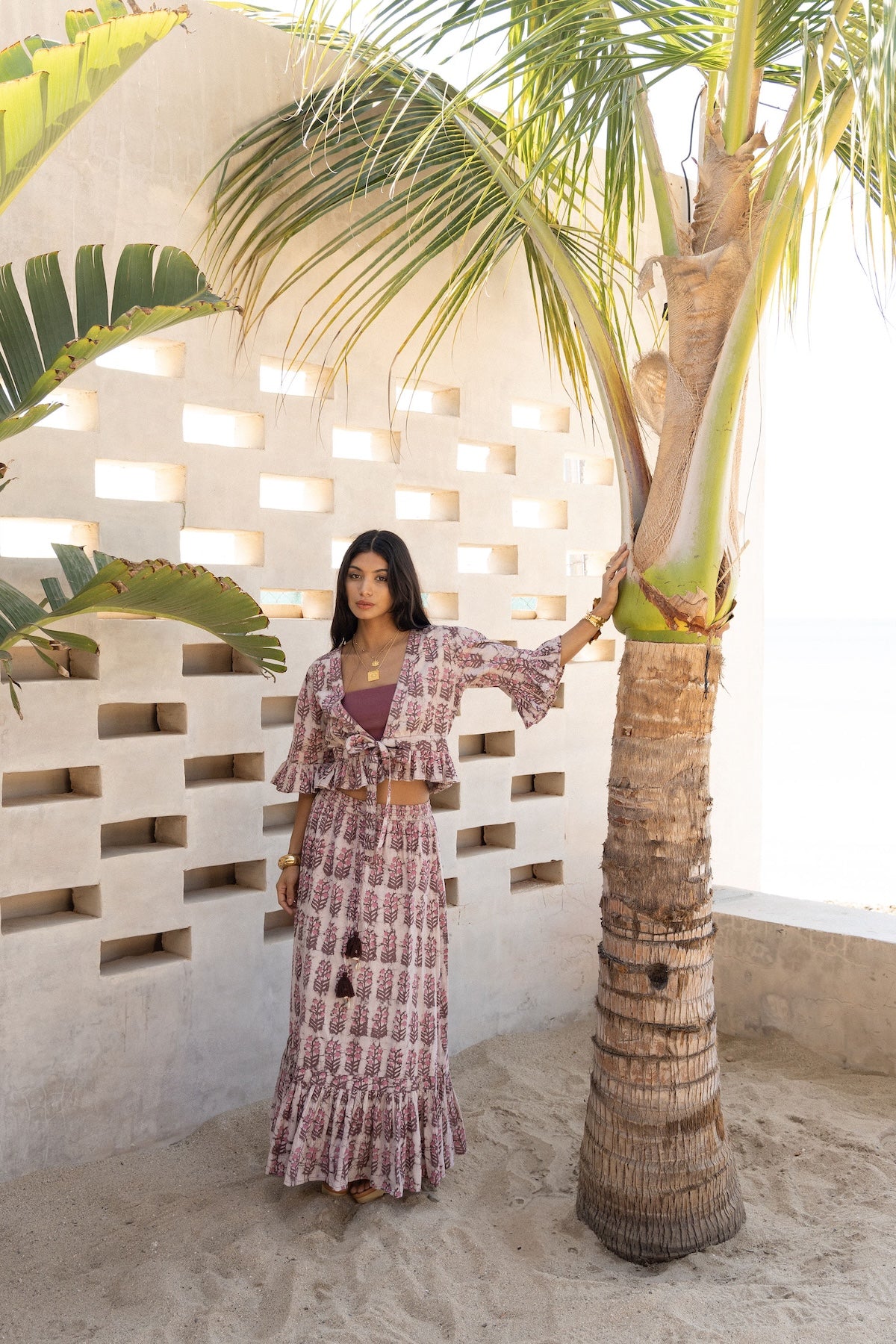 Adya Top and Skirt: Matching Set (Mauve)