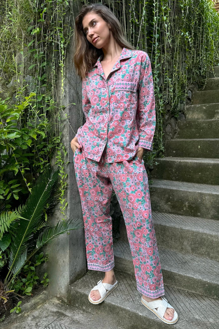 block printed floral pajamas - The Fox and the Mermaid