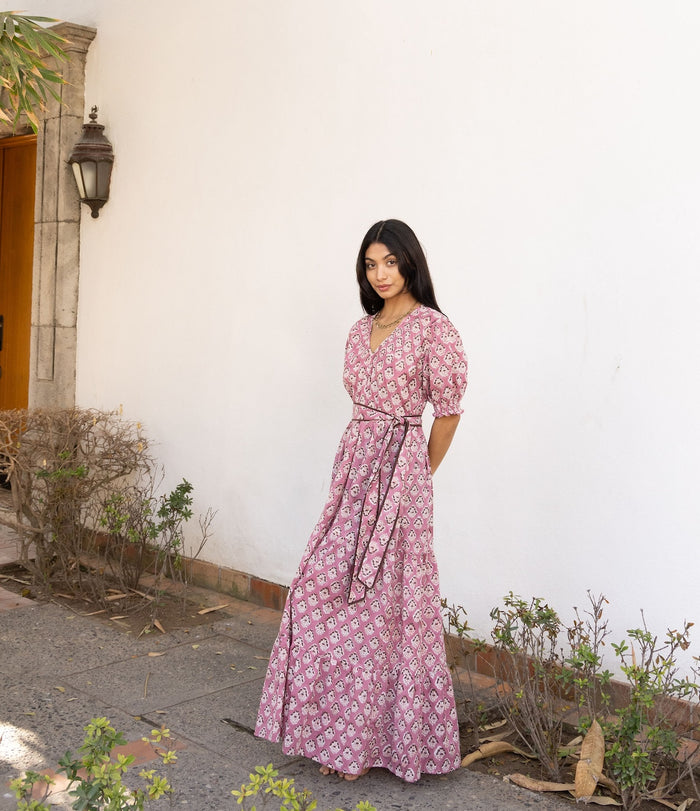 block printed indian maxi dress 

