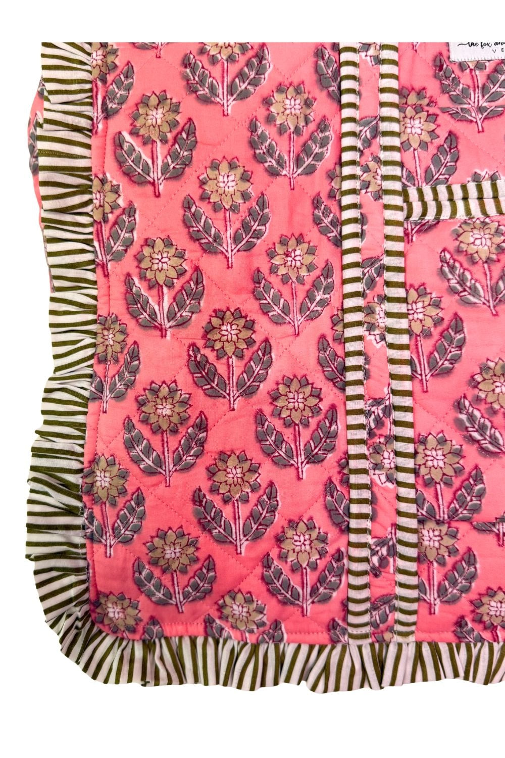 fabric detail on pink cotton tote