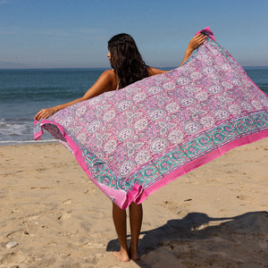pink block printed sarong  - The Fox and the Mermaid
