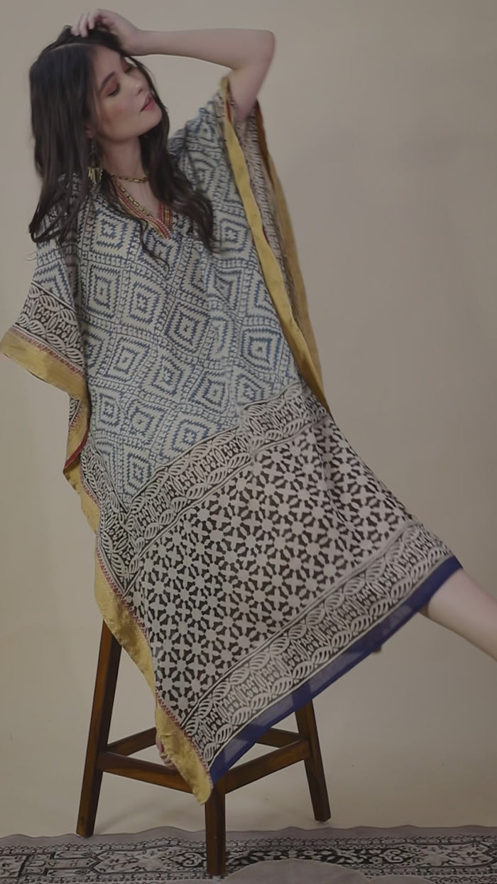 blue zari kaftan - The Fox and the mermaid