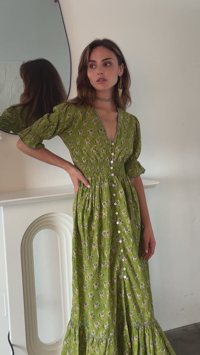 green cotton maxi dress - The Fox and the Mermaid