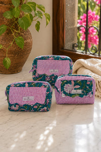 block printed set of 3 travel bags