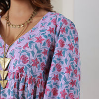 purple cotton boho mini dress 