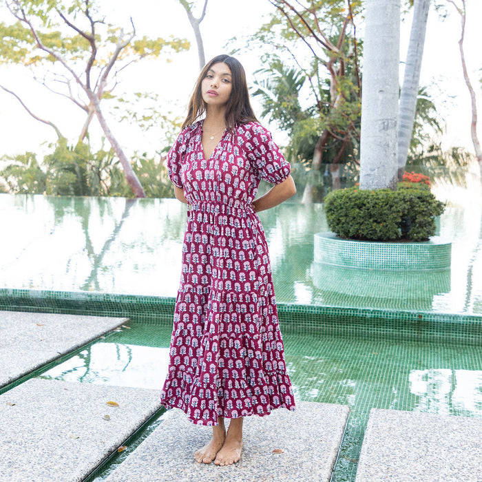 red block printed dress - The Fox and the Mermaid