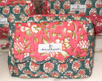 Set of 3 Block Print Cosmetic & Toiletry Bags – Quilted and Waterproof Travel Set