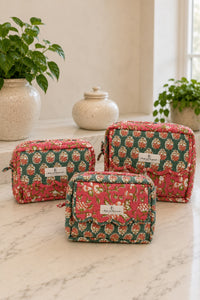 3 orange and green travel bag gift set