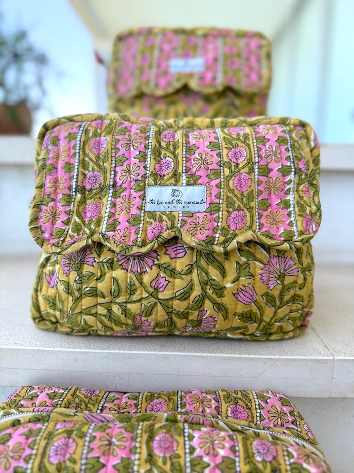 yellow floral travel bag - the fox and the mermaid