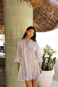 indian shirt dress with blue flowers - the fox and the mermaid