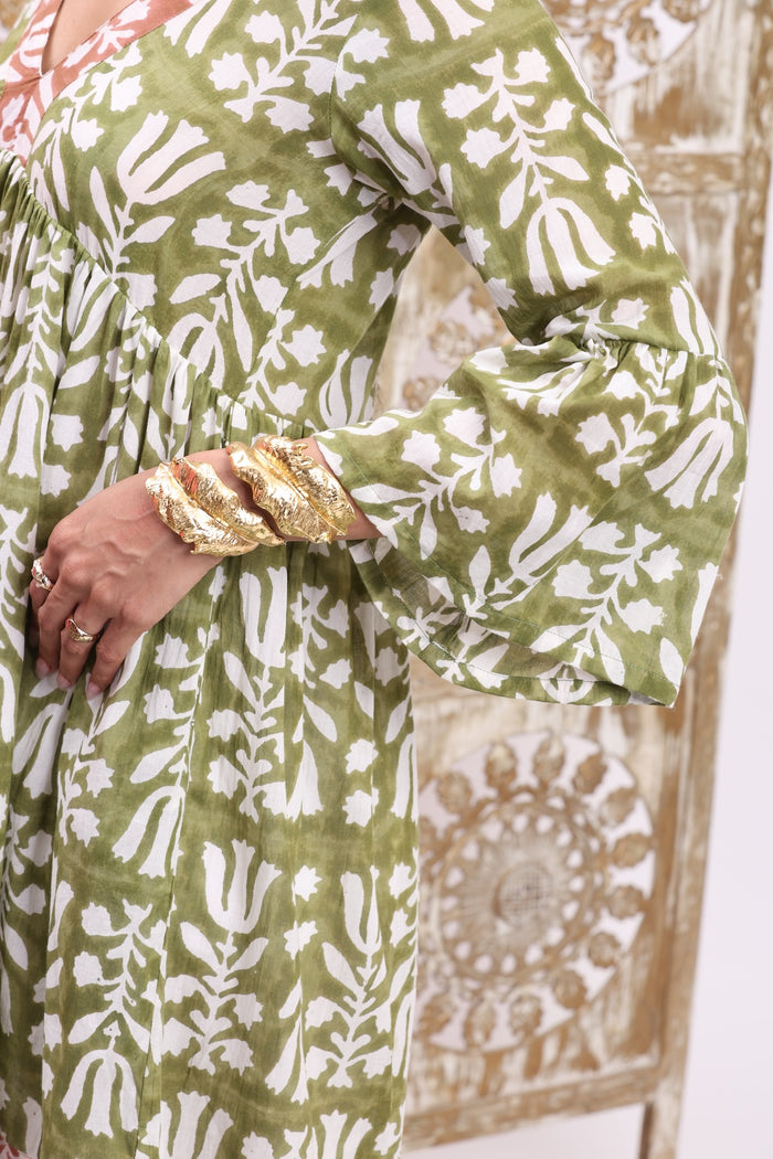 sleeve detail on green dress  - The Fox and the Mermaid