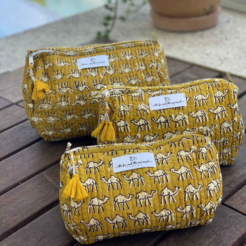 block printed cosmetic travel bags - The Fox and the Mermaid