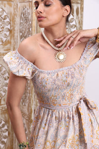 detail smocked bust on maxi dress - The Fox and the Mermaid
