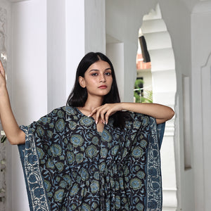 indigo kaftan detail - The Fox and the Mermaid