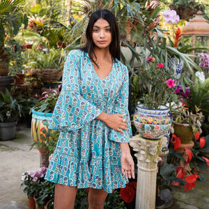 block printed cotton mini dress - The Fox and the Mermaid
