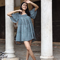 HAND BLOCK PRINTED MINI DRESS made by indian artisans