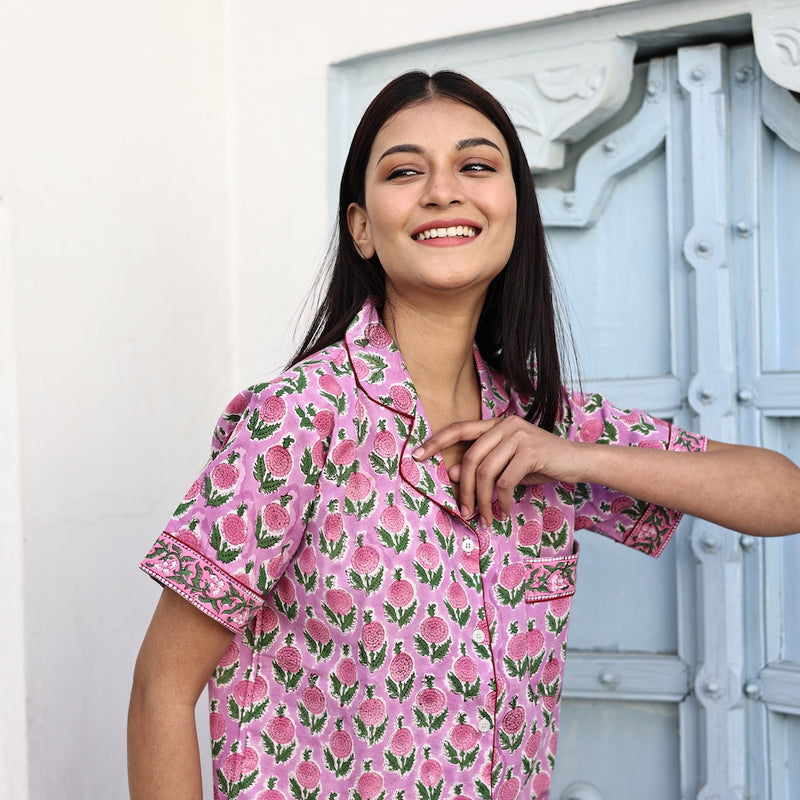 block printed pj top - The Fox and the Mermaid
