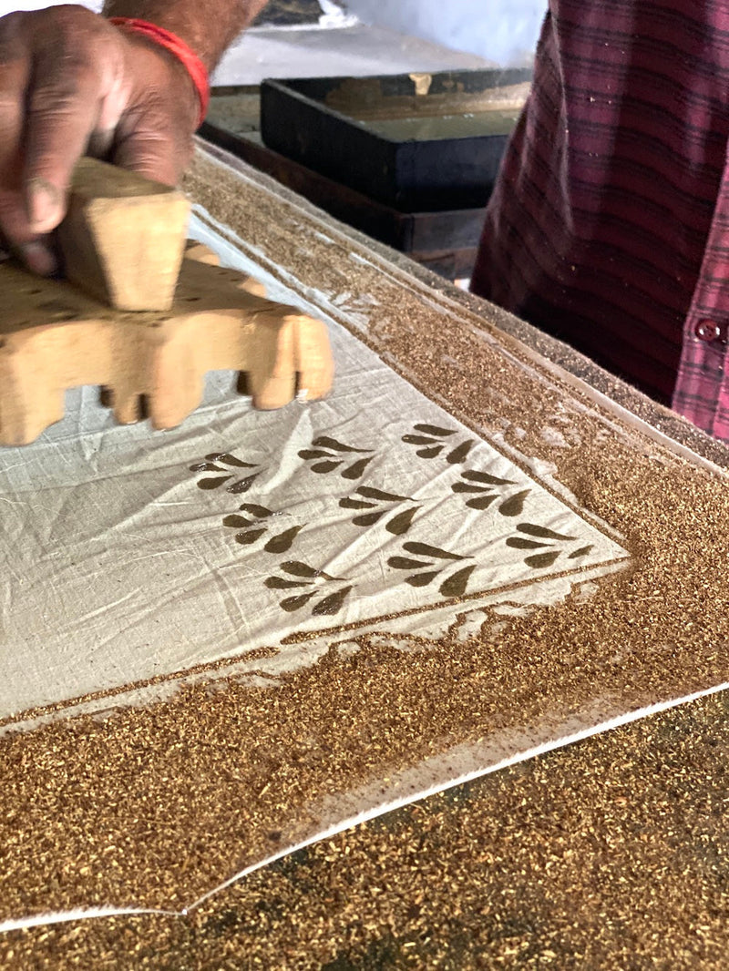 block printing with mud - The Fox and the Mermaid
