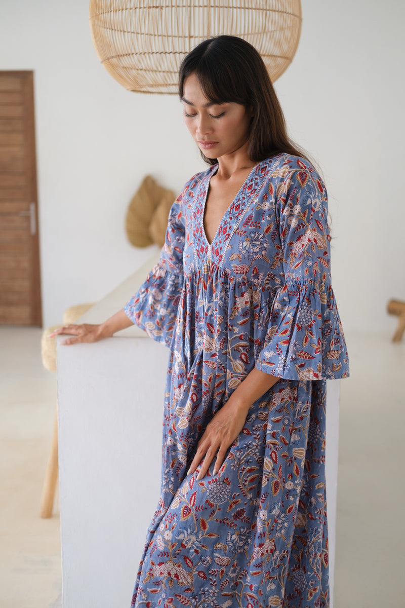 bell sleeve block printed dress - The Fox and the Mermaid
