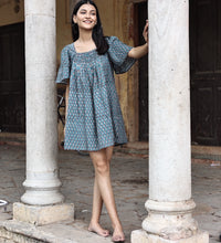 BOHEMIAN STYLE BLOCK PRINTED DRESS  