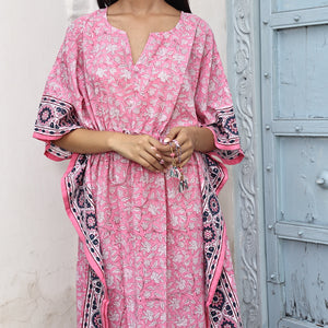 tassel details on pink kaftan - The Fox and the Mermaid