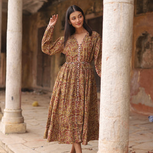 kalamkari block printed maxi dress  - The Fox and the Mermaid