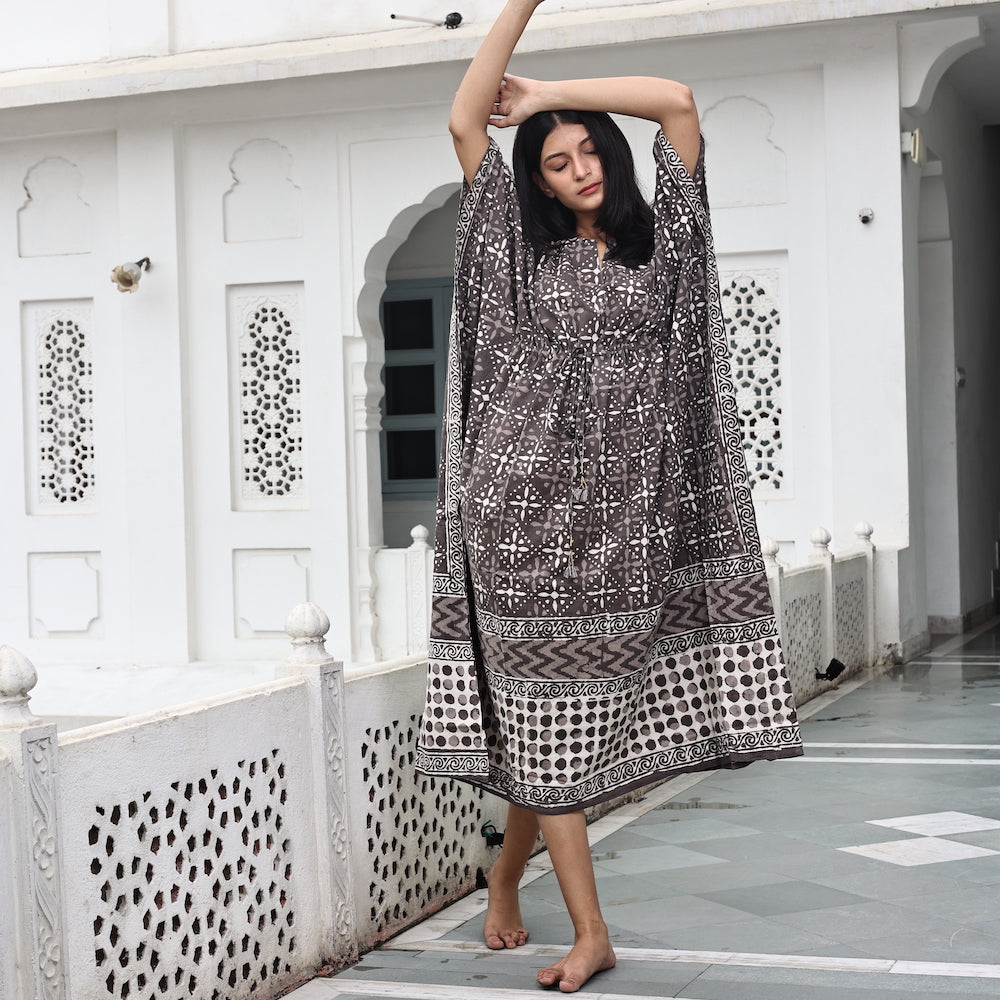 brown ajralk kaftan dress - The Fox and the Mermaid