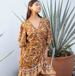 brown wrap dress  - The Fox and the Mermaid