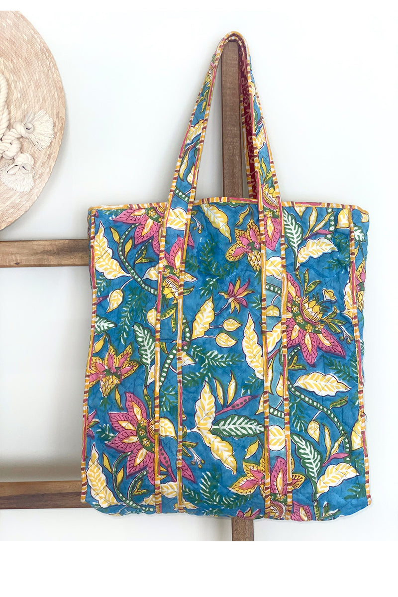 floral block printed bag  - The Fox and the Mermaid