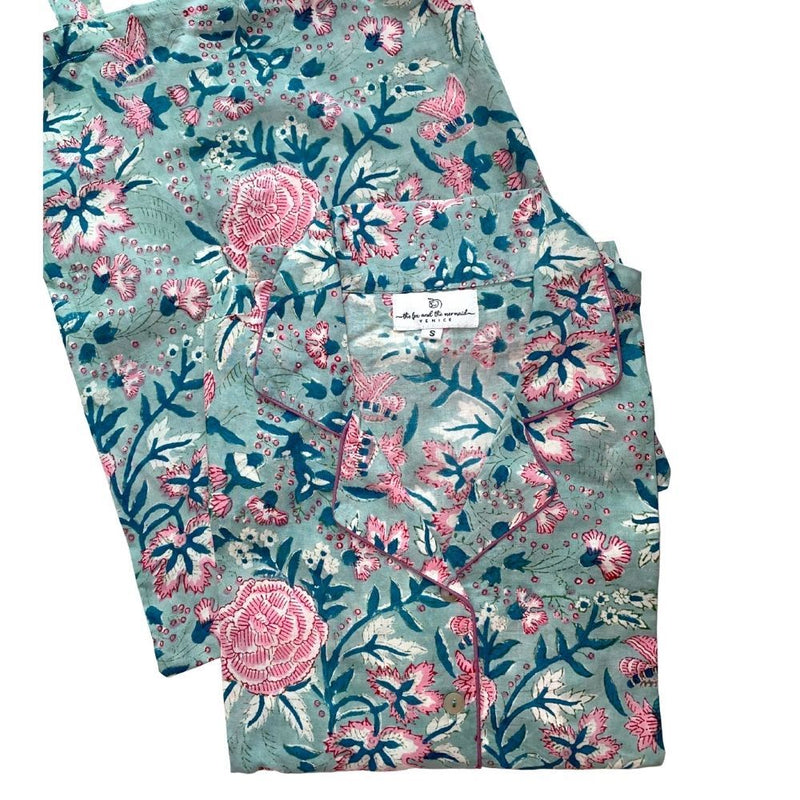 pajama top, pants and matching bag - The Fox and the Mermaid