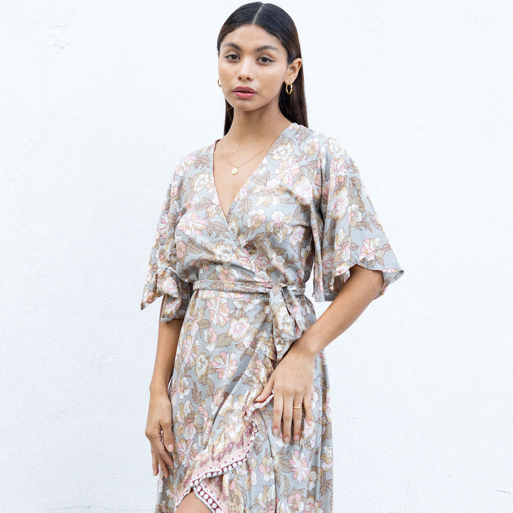 flutter sleeve wrap dress  - The Fox and the Mermaid