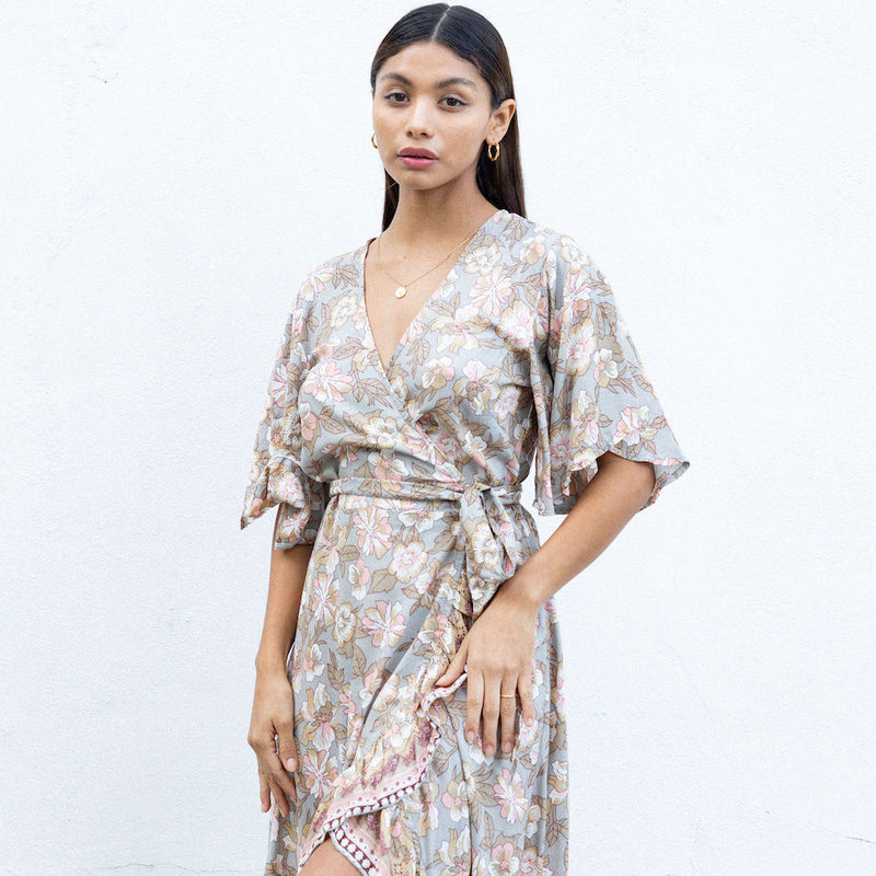 flutter sleeve wrap dress  - The Fox and the Mermaid