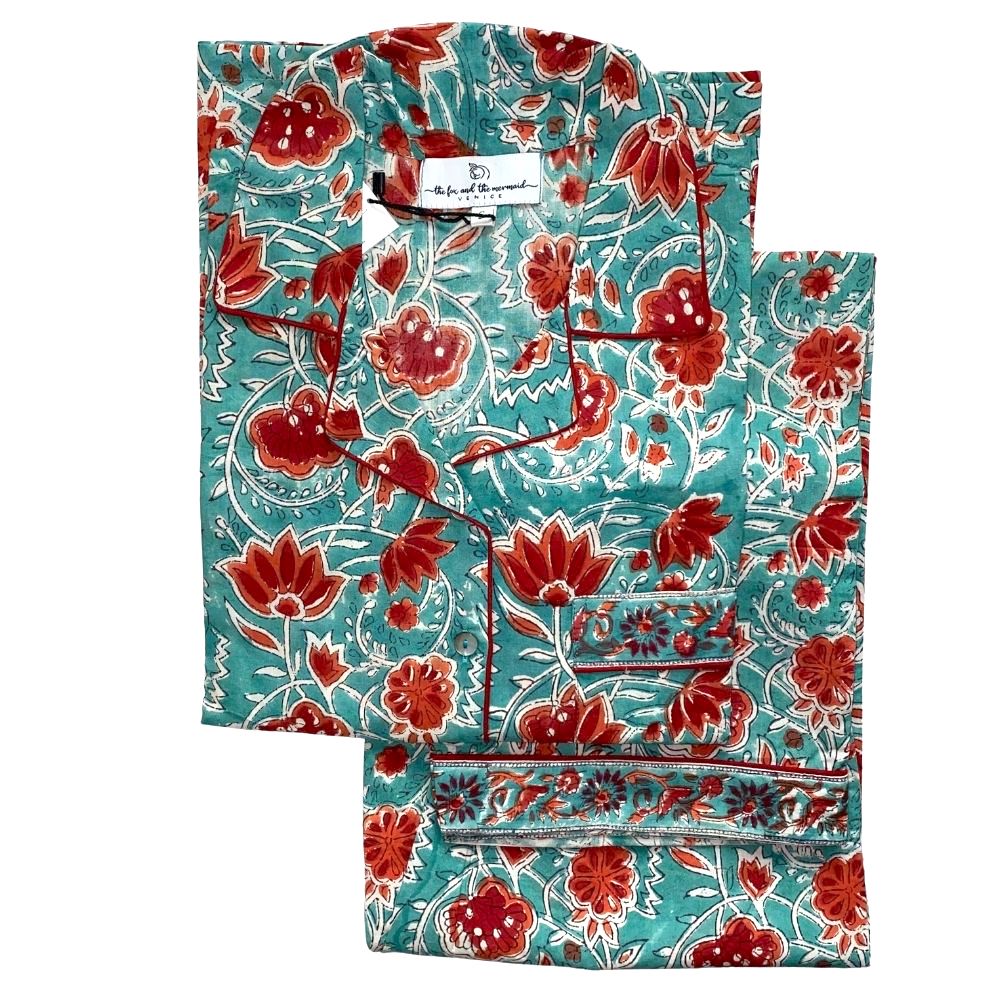 Block Printed Pajama Set: Shamrock