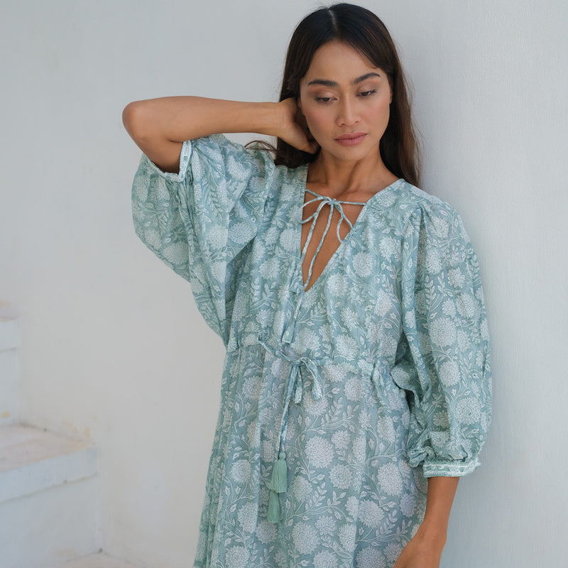 pale green block printed dress - The Fox and the Mermaid