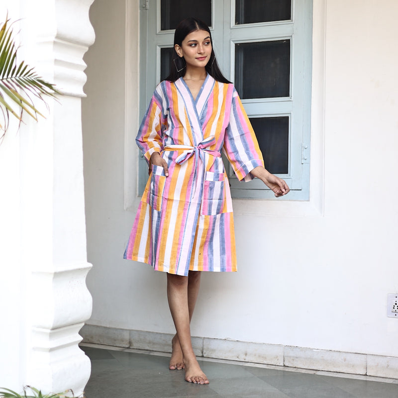 striped indian cotton robe - The Fox and the Mermaid