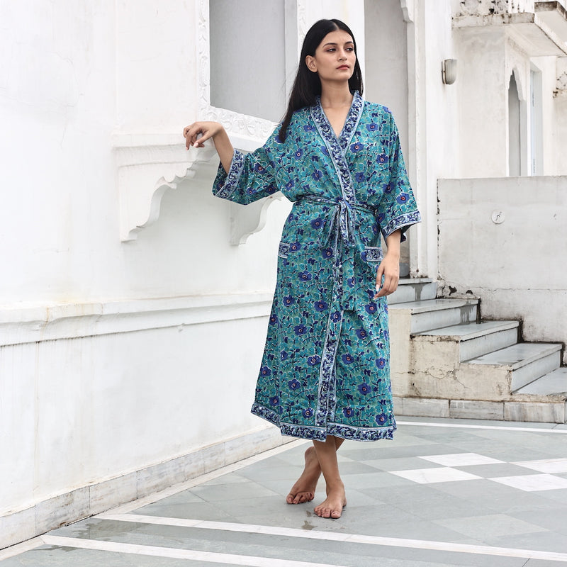 cotton block printed robe - The Fox and the Mermaid