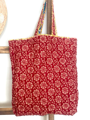 reverse side of quilted tote  - The Fox and the Mermaid