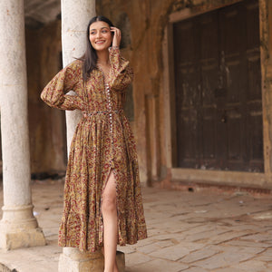 button down block printed dress  - The Fox and the Mermaid
