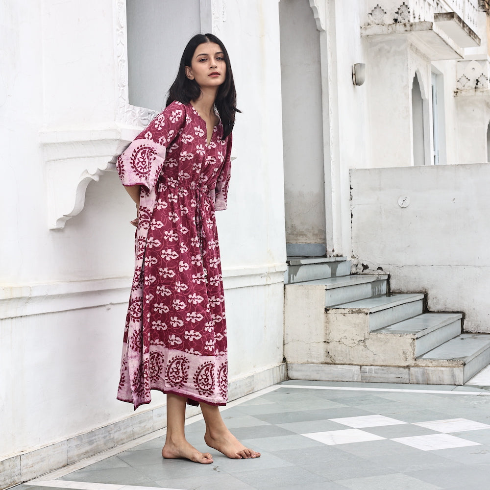 dabu block printed kaftan - The Fox and the Mermaid