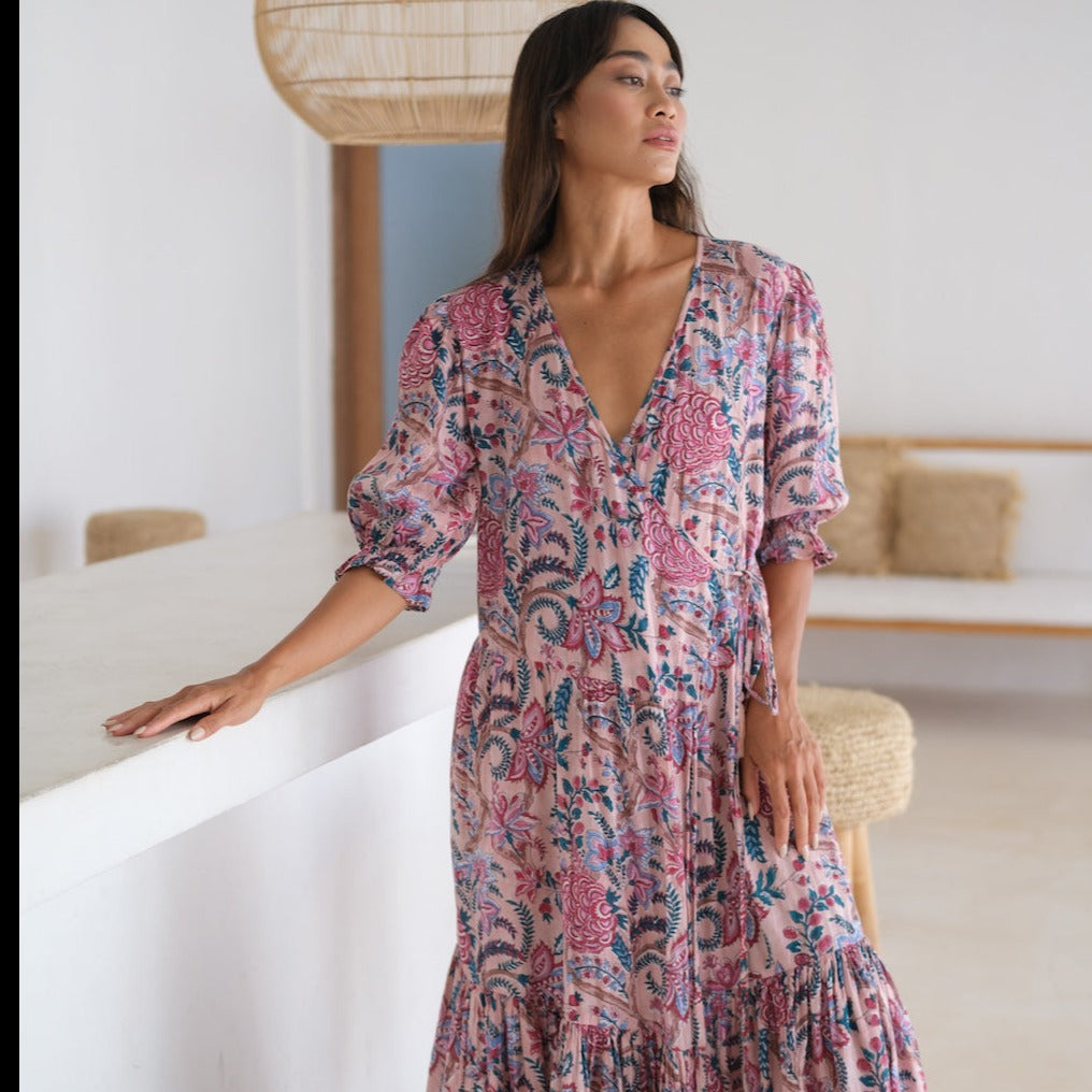 block printed wrap dress - The Fox and the Mermaid