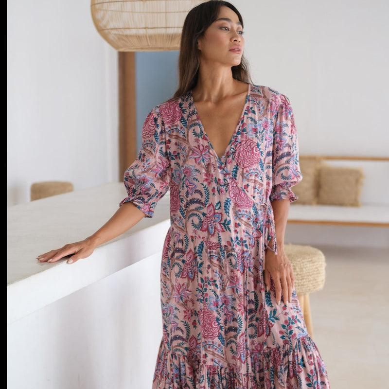 block printed wrap dress - The Fox and the Mermaid