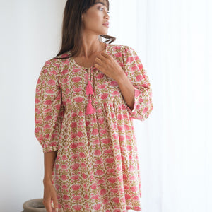 indian pink block printed dress - The Fox and the Mermaid
