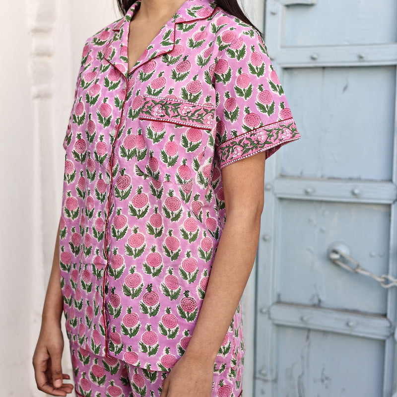 detail of pink pajamas - The Fox and the Mermaid