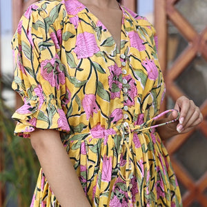 pink and yellow block printed maxi - The Fox and the Mermaid